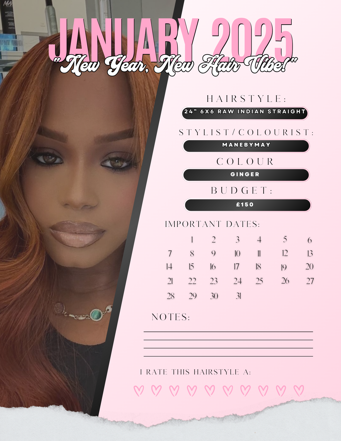 2025 Hair Calendar