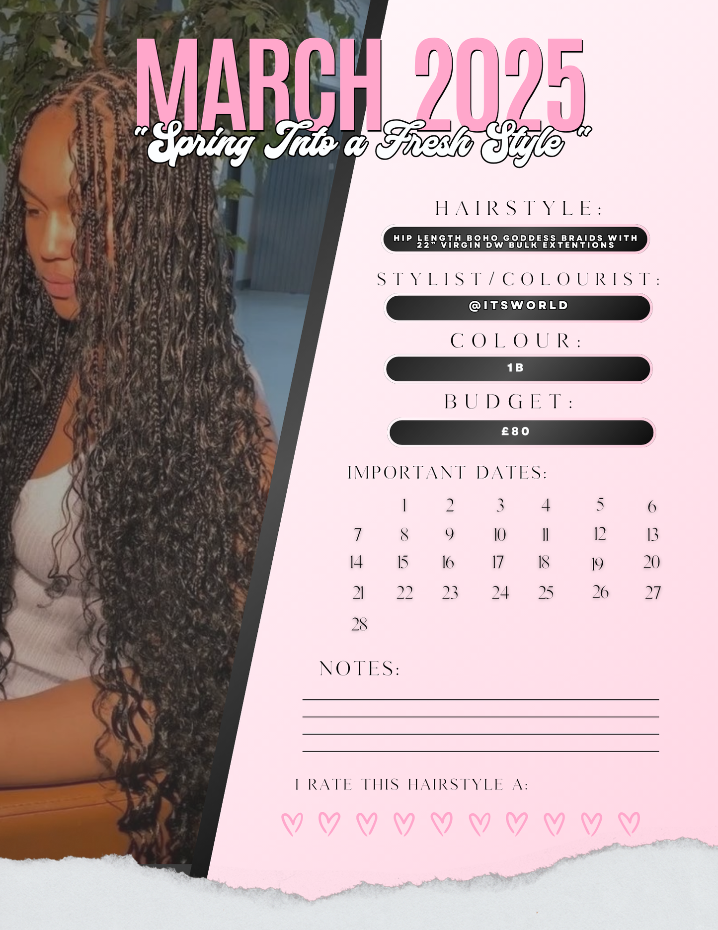 2025 Hair Calendar